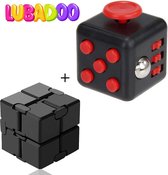 Lubadoo® Infinity Cube Fidget Toy + Friemelkubus Bundel - Fidet Toys - Figet Toys - Zwart/Rood