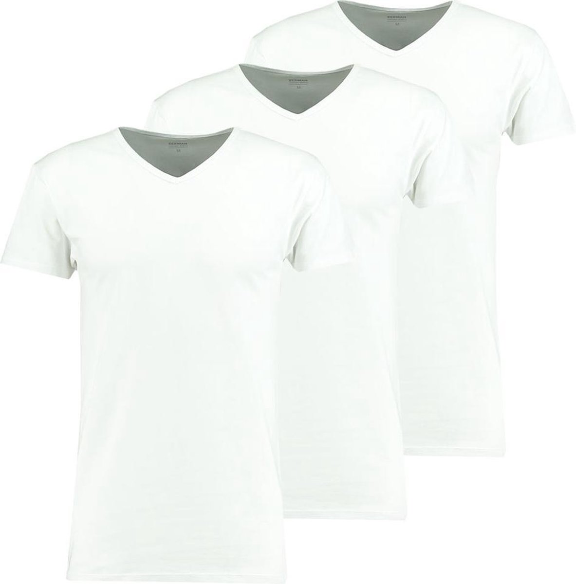 Zeeman heren T-shirt korte mouw - wit - maat L - 3 stuks | bol.com