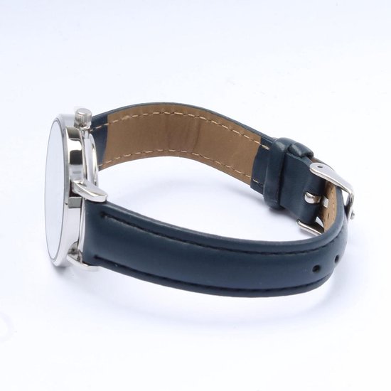 Brigada - dames horloge - blauwe horloge band - lederen horlogeband - quartz uurwerk