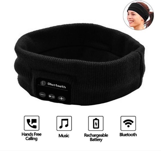 TDR - Sport hoofdband met Bluetooth - Geïntegreerde afneembare speakers (koptelefoon functie) - Oplaadbaar via USB - Afspelen Muziek - Bellen - Zwart