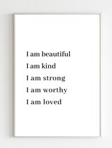 Quote Poster | I am beautiful | Affirmaties | Zelf-liefde