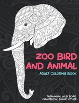 Zoo Bird and Animal - Adult Coloring Book - Tasmanian, Wild boar, Chameleon, Snake, other