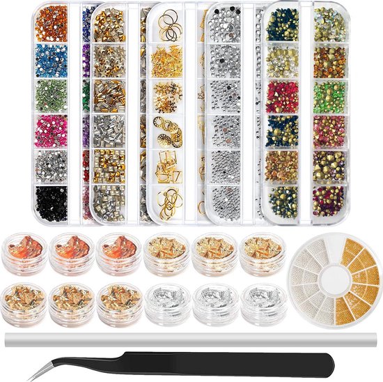 Elysee Beauty Nail art set met nagelfolie - nagel diamantjes kit - nagel picker - Nagel Decoratie tools
