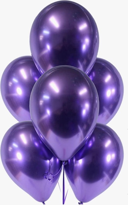 10 Ballonnen Chrome Paars Feest Balonnen Party Metalic - Decoratie - Versiering Purple - Lets Decorate®