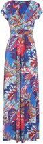 Cassis - Female - Lange jurk bedrukt met bladeren  - Bic blauw