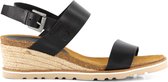 Travelin' Denia - Leren Dames Sandalen met hak - Sandaletten - Zwart leer - Maat 38