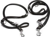 Petstore Hondenriem - Leiband - Trainingslijn - Leer - Zwart - 240x18cm Lang x 18 mm Breed