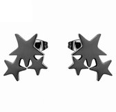 Oorbellen- zwart- drie sterren-Charme Bijoux