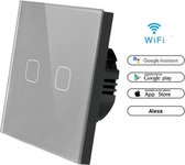 WIFI Wand schakelaar Touch 1x Grijs 86mm 1 gehard glas paneel muur Switch lichte aanraking-wegschakelaar AC 90-250 v 400W 2A 1x schakelaar 2 weg WIFI