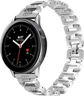 Smartwatch bandje - Geschikt voor Samsung Galaxy Watch 3 41mm, Active 2, 20mm horlogebandje - RVS metaal - Fungus - Glitter - Zilver