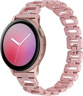 Smartwatch bandje - Geschikt voor Samsung Galaxy Watch 3 41mm, Active 2, 20mm horlogebandje - RVS metaal - Fungus - Glitter - Roze