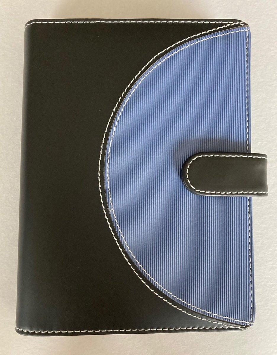 Ringband / organizer zwart / blauw kunstleer, passend voor Succes standard agenda 95x171 mm, 6 rings