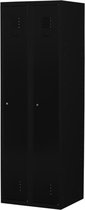 Lockerkast metaal met slot | Stalen lockerkast | Locker 2 deurs 2 delig | Zwart | 180x60x50 cm | LKP-1002