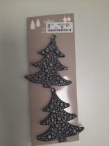 Kersthanger kerstboom met grijze kleur. 2 x 6 stuks