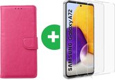 2-in-1 Beschermset Samsung Galaxy A72 5G Hoesje | Boekhoesje Roze | Inclusief 2 stuks Screenprotector | Luxe Booktype A72 | A72 Hoesje | A72 Screenprotector Samsung Galaxy A72 hoesje - Galaxy