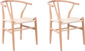 MOWELLI - 2 stoelen 'Wishbone (Y) Chair Style' - Naturel Hout