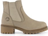 Travelin' Borgen Nubuck - Leren Chelsea Boots Dames met Rubber profiel - Schoen - Beige Leer - Maat 39