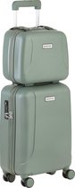 CarryOn Skyhopper Handbagage en Beautycase - 55cm TSA Trolley en Make-up koffer - Olijf