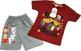 Casual kleding set jongens rood T-shirt, grijze korte broek katoen monster truck maat 92