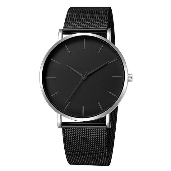 Foto: Maxx mesh zwart zilver horloge staal 40 mm fashion favorite