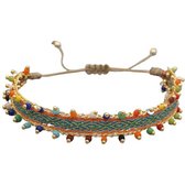 Boho Armband - Geweven - Goud/Multicolour - 15/25 cm - Dames - Lieve Jewels