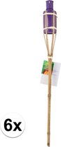 Bamboe tuin fakkels 60 cm - Paars- Tuindecoratie / tuinverlichting - Paarse oliefakkels navulbaar - Set van 6