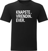 T-Shirt - Casual T-Shirt - Fun T-Shirt -  BFF - Vriendin - Knapste.Vriendin.Ever. - Zwart - Maat L