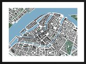 Dordrecht centrum - stadskaart | Inclusief strakke moderne lijst| stadsplattegrond | poster van de stad| 40x30cm