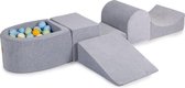 Foam Speelset met ballenbak Grijs incl 100 ballen: Baby Blauw, Wit, Geel, Licht Groen
