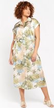 LOLALIZA Lange overhemd jurk met plantenprint - Beige - Maat 34
