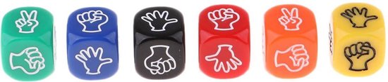 Thumbnail van een extra afbeelding van het spel Steen Papier Schaar Dobbelstenen - Set van 3 Stuks - Rock Paper Scissors - Dobbelspel - Stipco