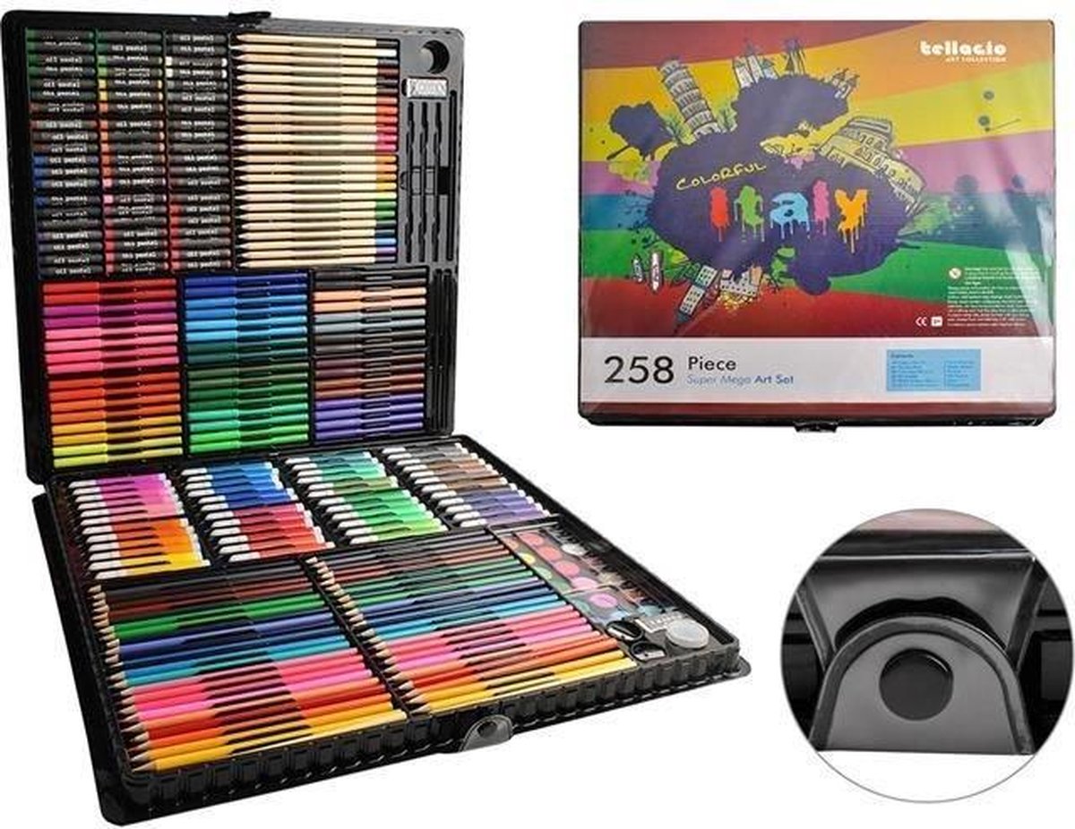 YILUSHUNFENG XXL Professionele kleurpotloden Tekendoos 258 delig Kleurdoos Potlodendoos-Tekenset Stiftendoos -Tekenkoffer Tekenset Tekenkoffer Teken Set Voor Kinderen En Volwassenen Teken Set Art Set