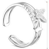 Ring-Vlinder-Zirkonia-Verstelbaar-Zilverplating-Charme Bijoux