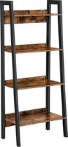 ACAZA - Boekenkast - Boekenplank - Ladderrek met 4 niveaus - Boekenrek staand - metalen Frame - Industrieel - vintage