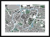 Breda centrum - stadskaart | Inclusief strakke moderne lijst| stadsplattegrond | poster van de stad| 40x30cm