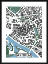 Arnhem centrum - stadskaart | Inclusief strakke moderne lijst| stadsplattegrond | poster van de stad| 40x30cm