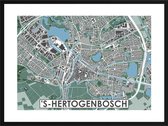 Den Bosch - stadskaart | Inclusief strakke moderne lijst| stadsplattegrond | poster van de stad| 40x30cm