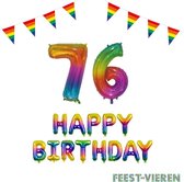 76 jaar Verjaardag Versiering Pakket Regenboog