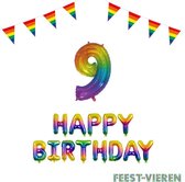 9 jaar Verjaardag Versiering Pakket Regenboog
