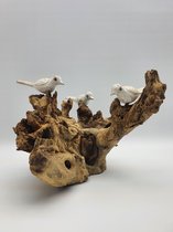 vogels op houten stronk  (wit)