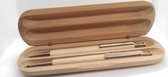 PLATINUM Set, balpen met vulpotlood in Elegante ovale houten pennendoos.  PARKER inktpatroon, vulpotlood 0,5 mm .
