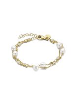 Casa Jewelry Armband Pruts Pearl Duo Goud Verguld van 16 cm met 3 cm verlengketting met zoetwaterparel