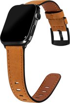 Geschikt voor Apple Watch bandje 42 / 44 / 45 mm - Series 1 2 3 4 5 6 7 SE - Smartwatch iWatch horloge band - 42mm 44mm 45mm - Fungus - PU Leer - Bruin - Fashion