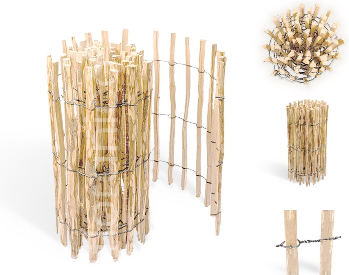 Floranica® geïmpregneerd tuinhek | Lengte: 500 cm | Hoogte: 70 cm | Stavenafstand: 4-6 cm | Genaaid