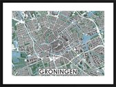 Groningen - stadskaart | Inclusief strakke moderne lijst| stadsplattegrond | poster van de stad| 40x30cm