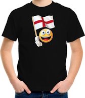 Engeland supporter / fan emoticon t-shirt zwart voor kinderen M (134-140)