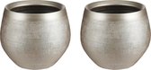 Set van 3x stuks bloempotten goud keramiek voor kamerplant H15 x D18 cm - Mica Decorations plantenpotten