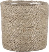 Naturel rotan planten/bloemen pot mand van gedraaid jute/riet H16 en D16 cm - Met plastic binnenkant