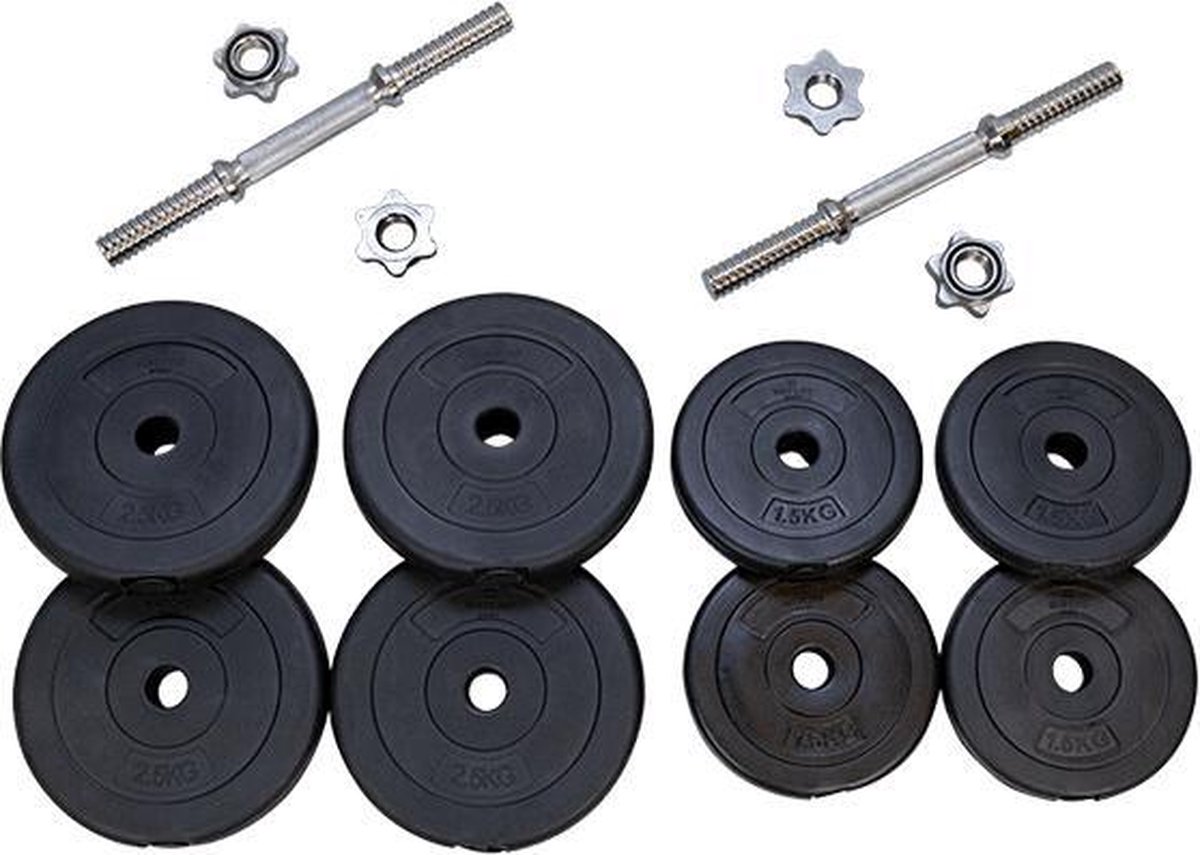 Matchu Sports - Dumbbell set - Verstelbare Dumbells - Halterset - Gewichten - 2 x 10 kg - Set van 2 stuks - Zwart thumbnail 4
