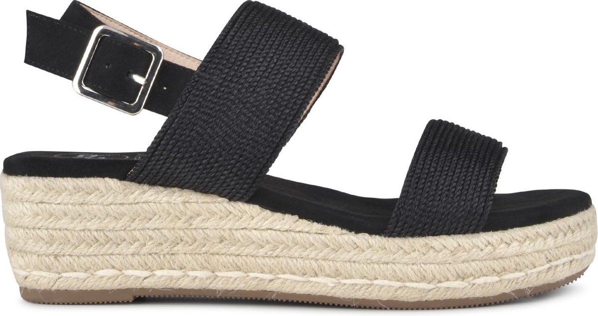 POSH by Poelman CETO Dames Sandalen/Espadrilles - Zwart - Maat 38